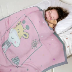 Baby Moo Giraffe All Season Medium Muslin Blanket - Pink