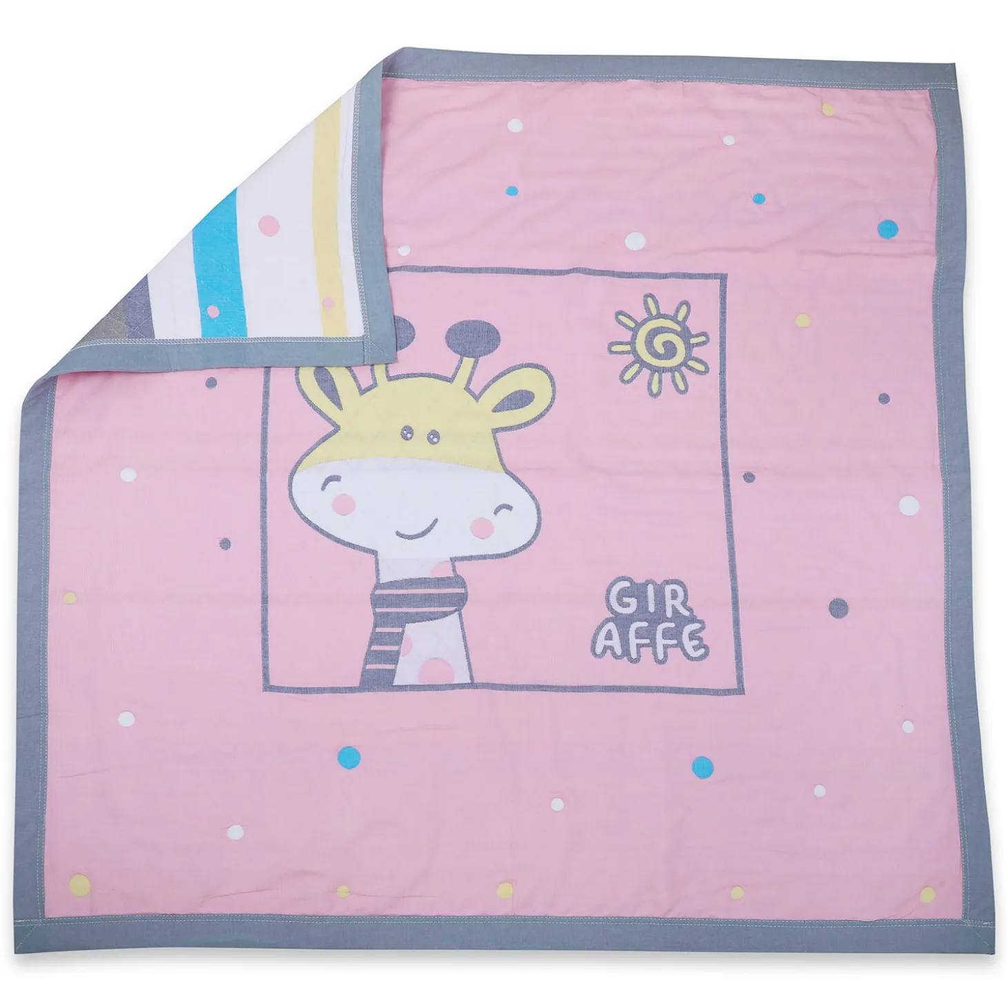 Baby Moo Giraffe All Season Medium Muslin Blanket - Pink