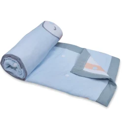 Baby Moo Giraffe All Season Medium Muslin Blanket - Blue