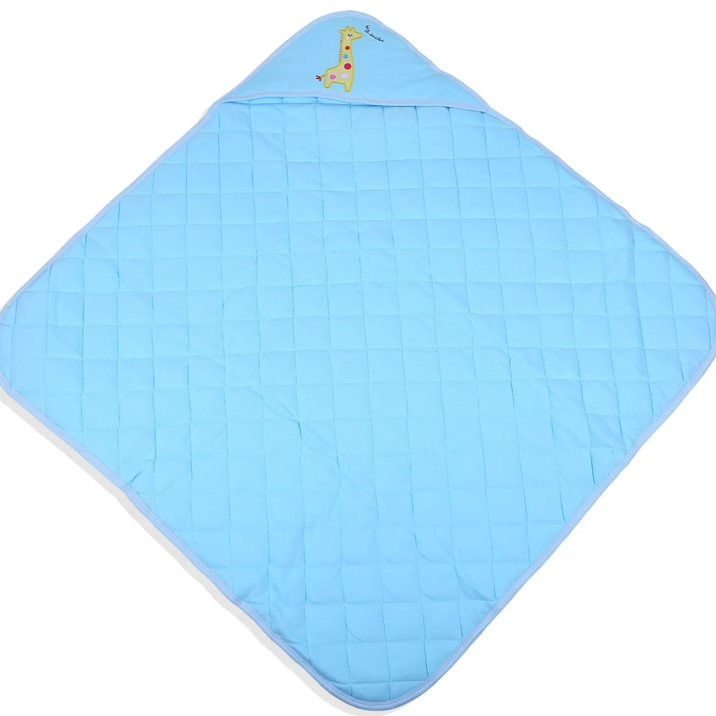 Baby Moo Giraffe Warm Hooded Quilted Wrapper - Blue