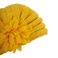 Baby Moo Girls Floral Petals 2 Pack Knitted Turban Caps - Yellow, Pink