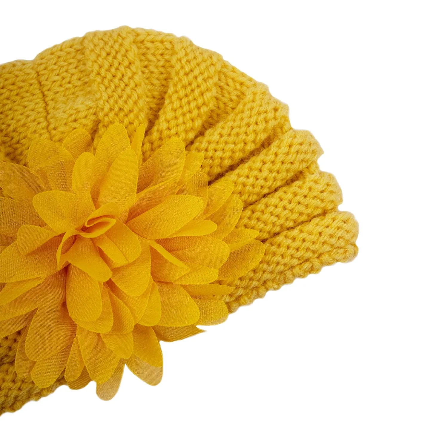 Baby Moo Girls Floral Petals 2 Pack Knitted Turban Caps - Yellow, Pink