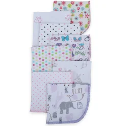 Baby Moo Girls Theme Cotton 20 x 20 cm Soft Hosiery Wash Cloth - Multicolour