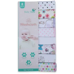 Baby Moo Girls Theme Cotton 20 x 20 cm Soft Hosiery Wash Cloth - Multicolour