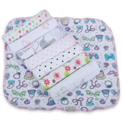 Baby Moo Girls Theme Cotton 20 x 20 cm Soft Hosiery Wash Cloth - Multicolour
