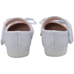 Baby Moo Glittery Butterfly Bow Mary Jane Velcro Strap Anti-Skid Ballerina Shoes - White