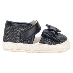 Baby Moo Glittery Partywear Bow Velcro Strap Anti-Skid Sandals - Black