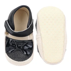 Baby Moo Glittery Partywear Bow Velcro Strap Anti-Skid Sandals - Black