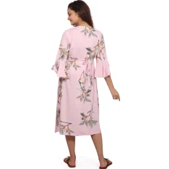 Baby Moo Half Sleeves Comfortable Nursing And Maternity Dress Flower Print - Pink