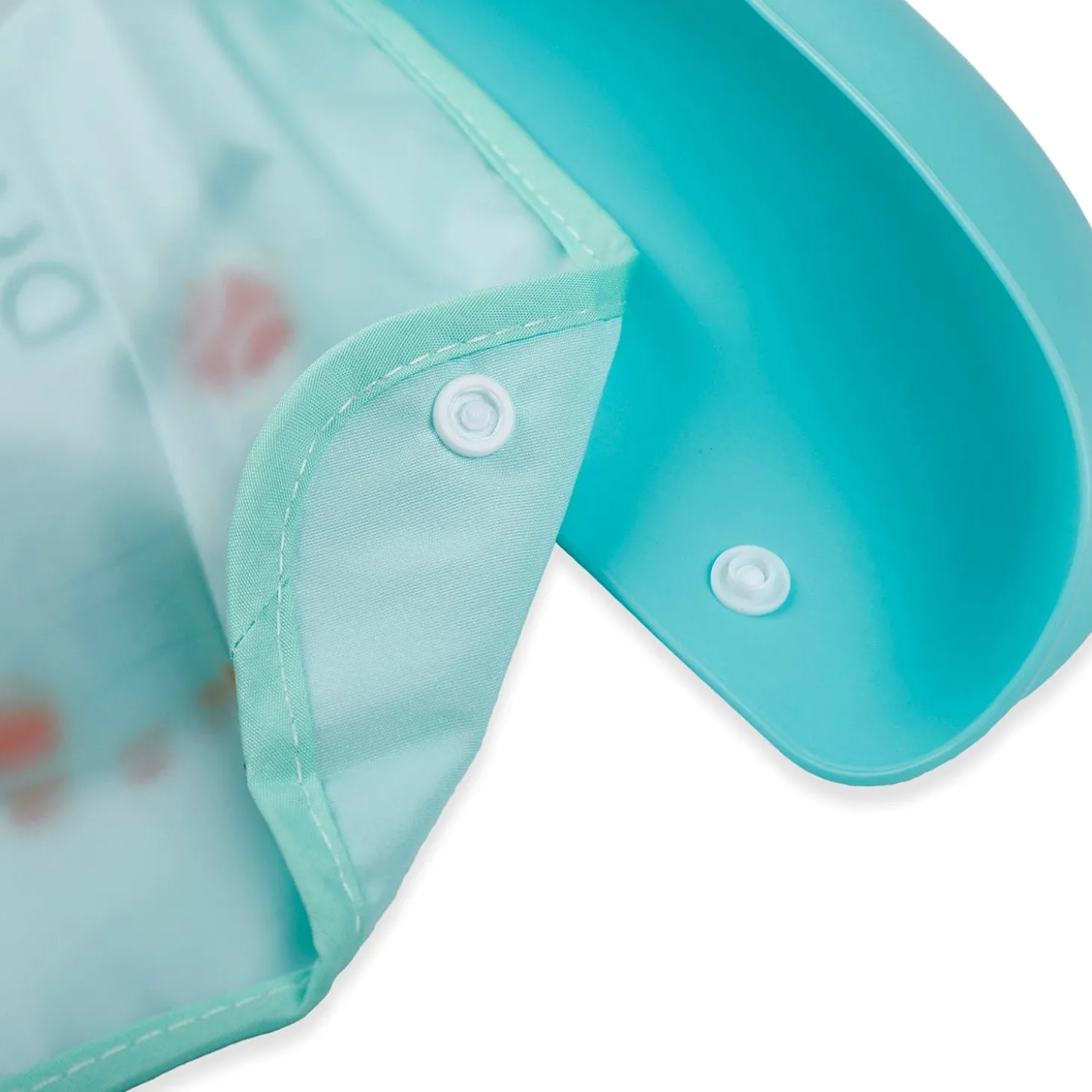 Baby Moo Happy Dragons Premium Waterproof Crumb Catcher Bibs - Turquoise