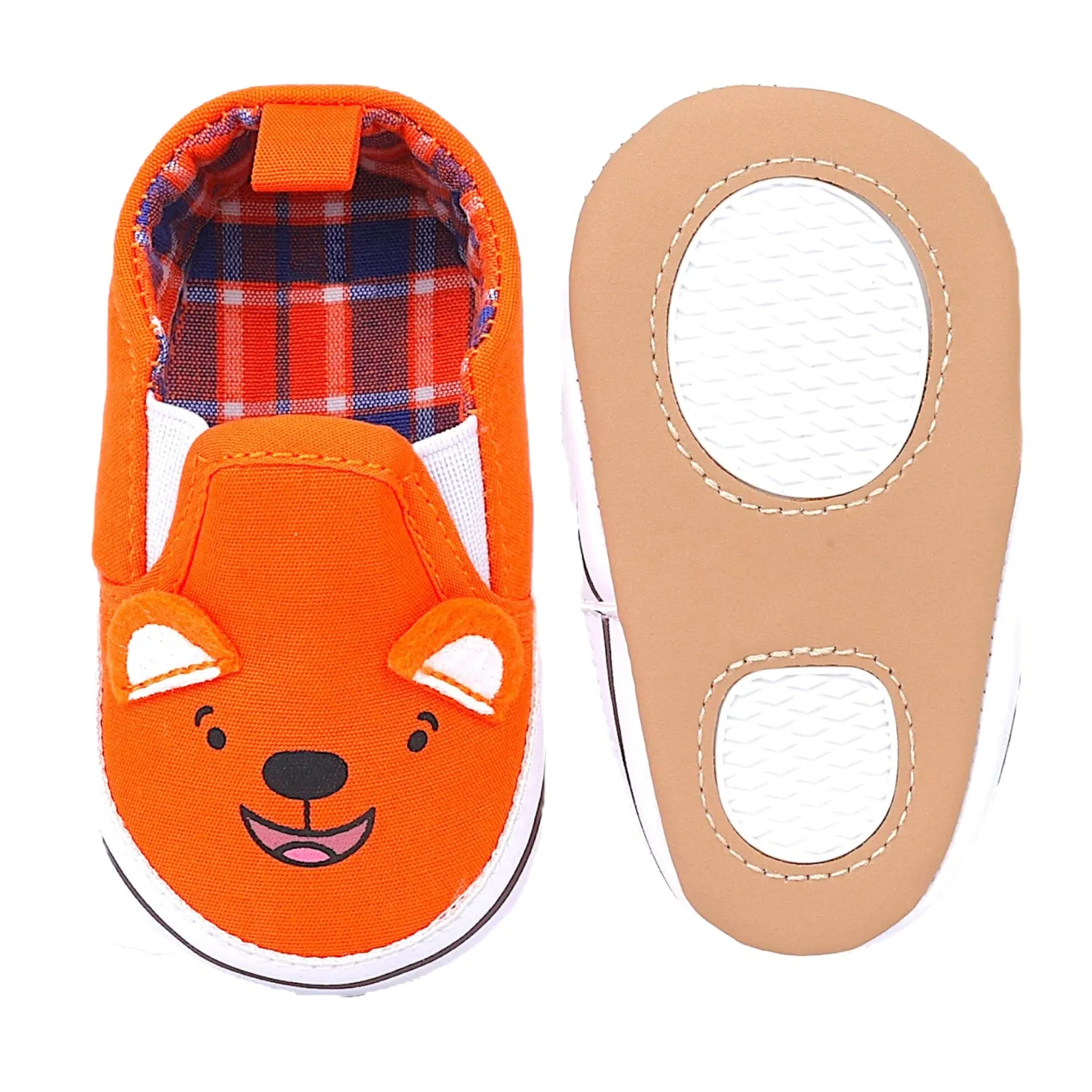 Baby Moo Happy Puppy Anti-Skid Canvas Sneakers - Orange