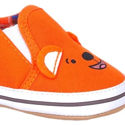 Baby Moo Happy Puppy Anti-Skid Canvas Sneakers - Orange