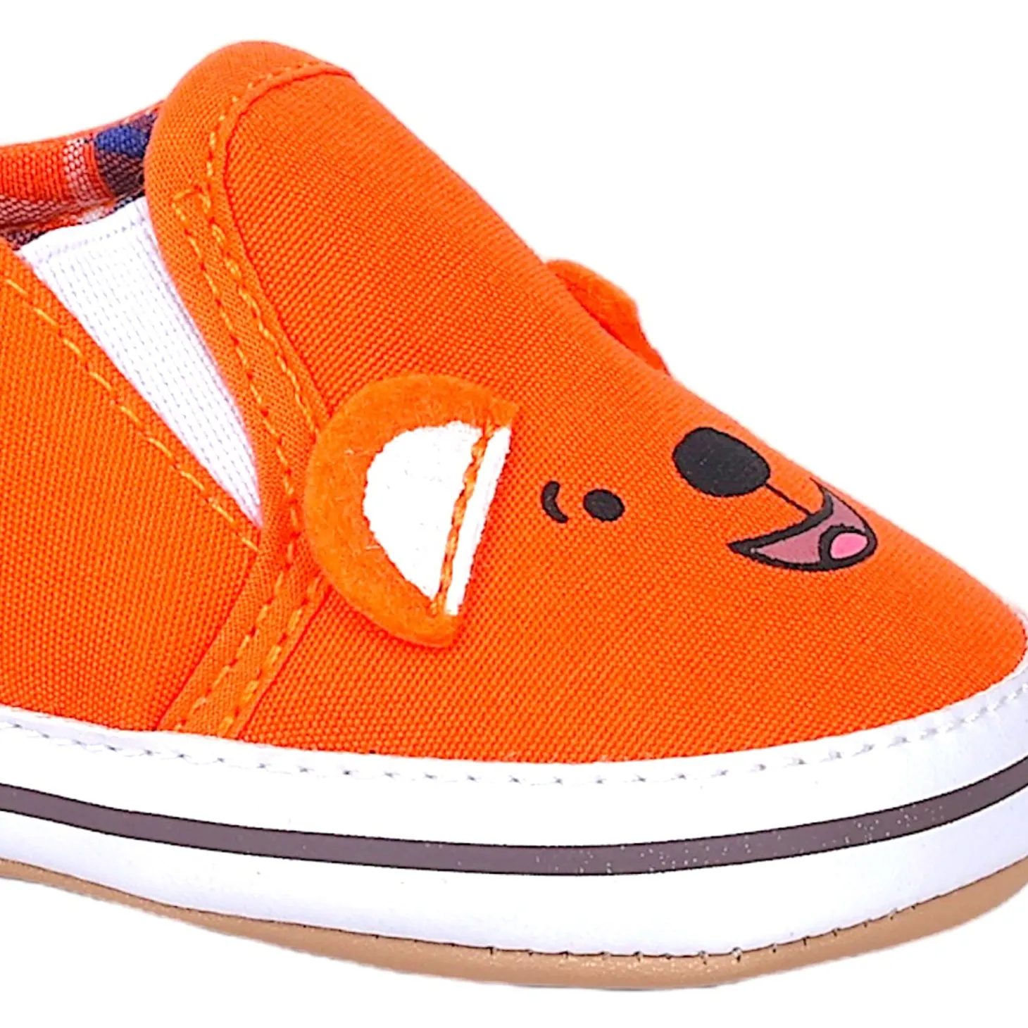 Baby Moo Happy Puppy Anti-Skid Canvas Sneakers - Orange