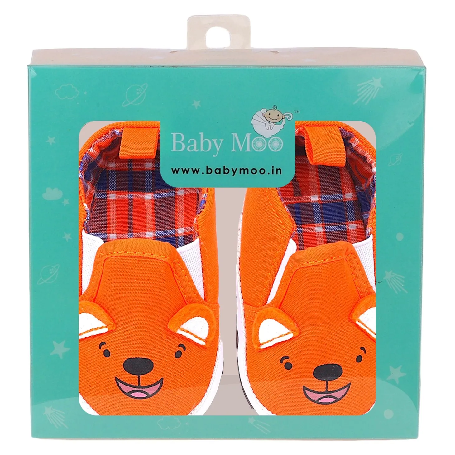 Baby Moo Happy Puppy Anti-Skid Canvas Sneakers - Orange