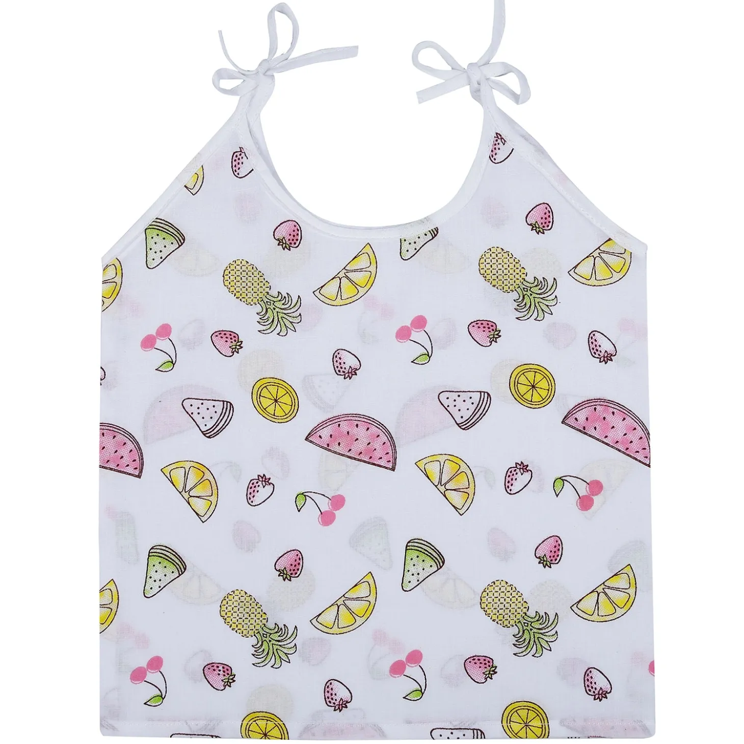 Baby Moo Happy Sweet Stars Round Neck Sleeveless Tie Knot Cotton Jhablas 5 Pcs - Orange, Multicolour