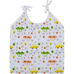 Baby Moo Happy Sweet Stars Round Neck Sleeveless Tie Knot Cotton Jhablas 5 Pcs - Orange, Multicolour