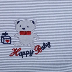 Baby Moo Happy Teddy Embroidered Soft Cotton Short Romper - Grey