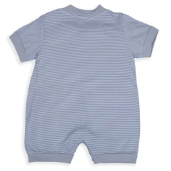 Baby Moo Happy Teddy Embroidered Soft Cotton Short Romper - Grey
