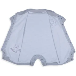 Baby Moo Happy Teddy Embroidered Soft Cotton Short Romper - Grey
