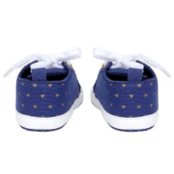 Baby Moo Heart Print Lace-Up Anti-Skid Sneakers - Navy Blue