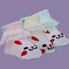 Baby Moo Heart Print Soft Lace Socks Pack of 3 - Pink, Mint Green