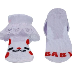 Baby Moo Heart Print Soft Lace Socks Pack of 3 - Peach, Blue