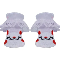 Baby Moo Heart Print Soft Lace Socks Pack of 3 - Peach, Blue