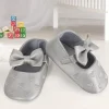 Baby Moo Hearts With Bow Silver Booties