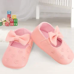 Baby Moo Hearts With Bow Pink Booties