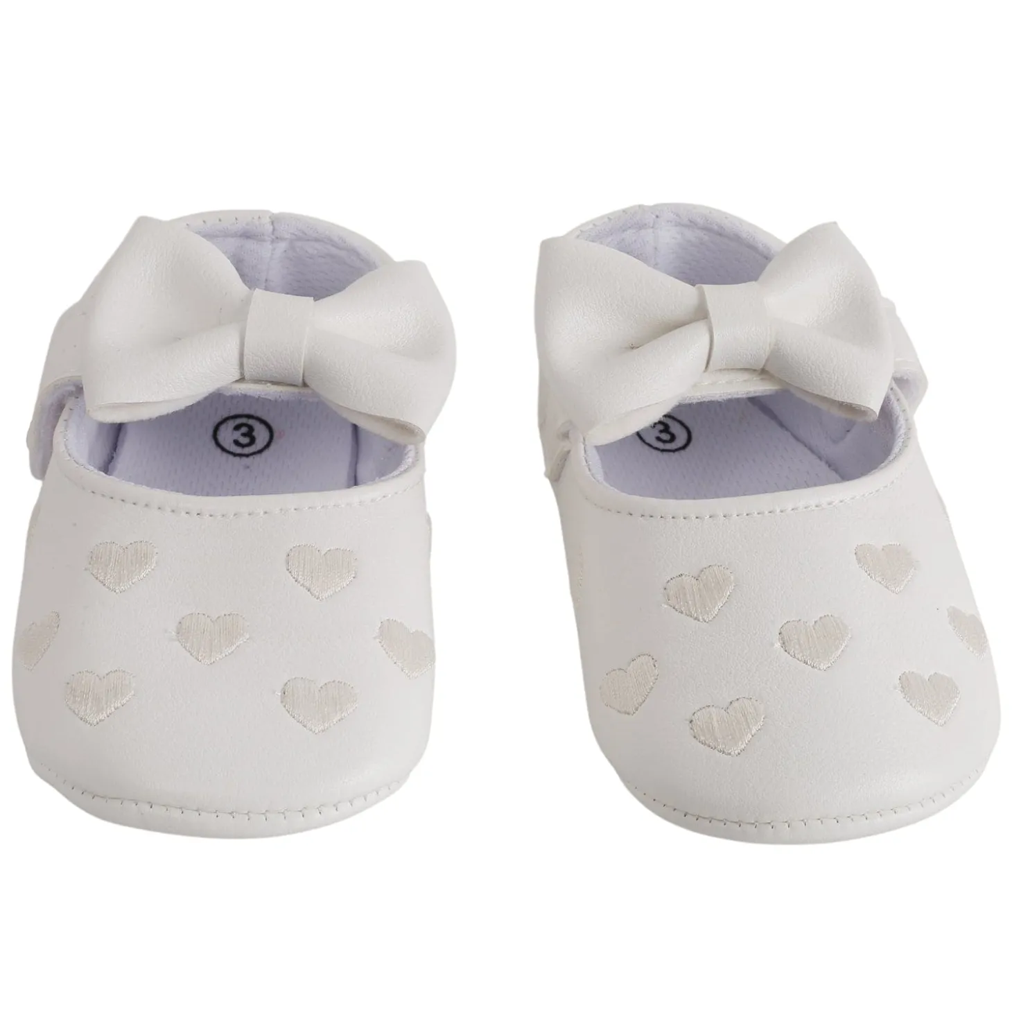 Baby Moo Hearts With Bow White Booties
