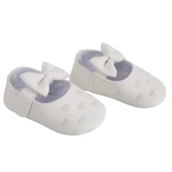 Baby Moo Hearts With Bow White Booties