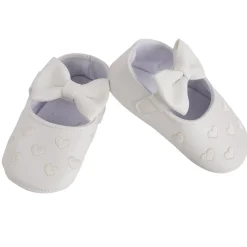 Baby Moo Hearts With Bow White Booties