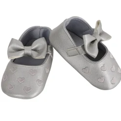 Baby Moo Hearts With Bow Silver Booties