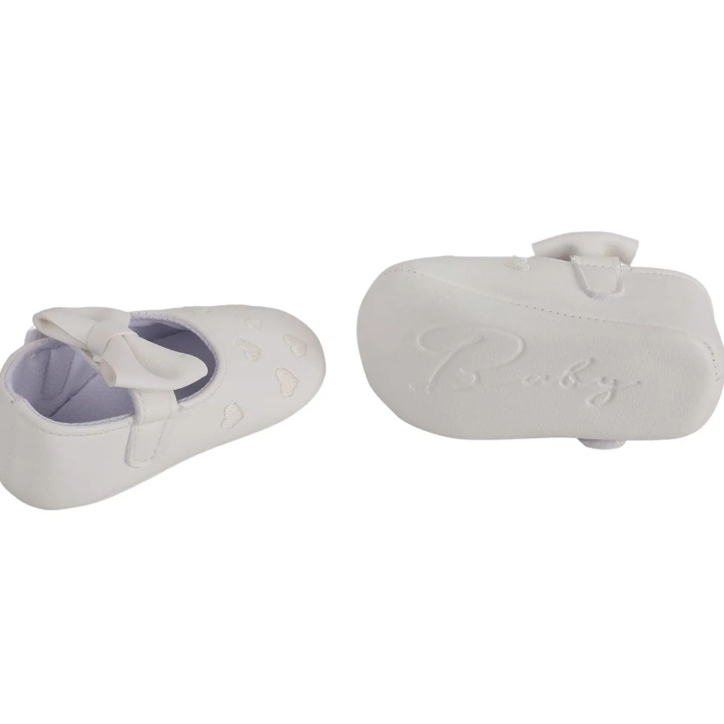 Baby Moo Hearts With Bow White Booties