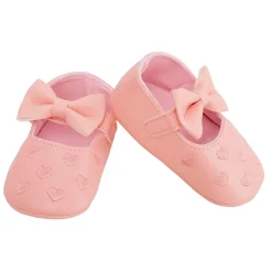 Baby Moo Hearts With Bow Pink Booties