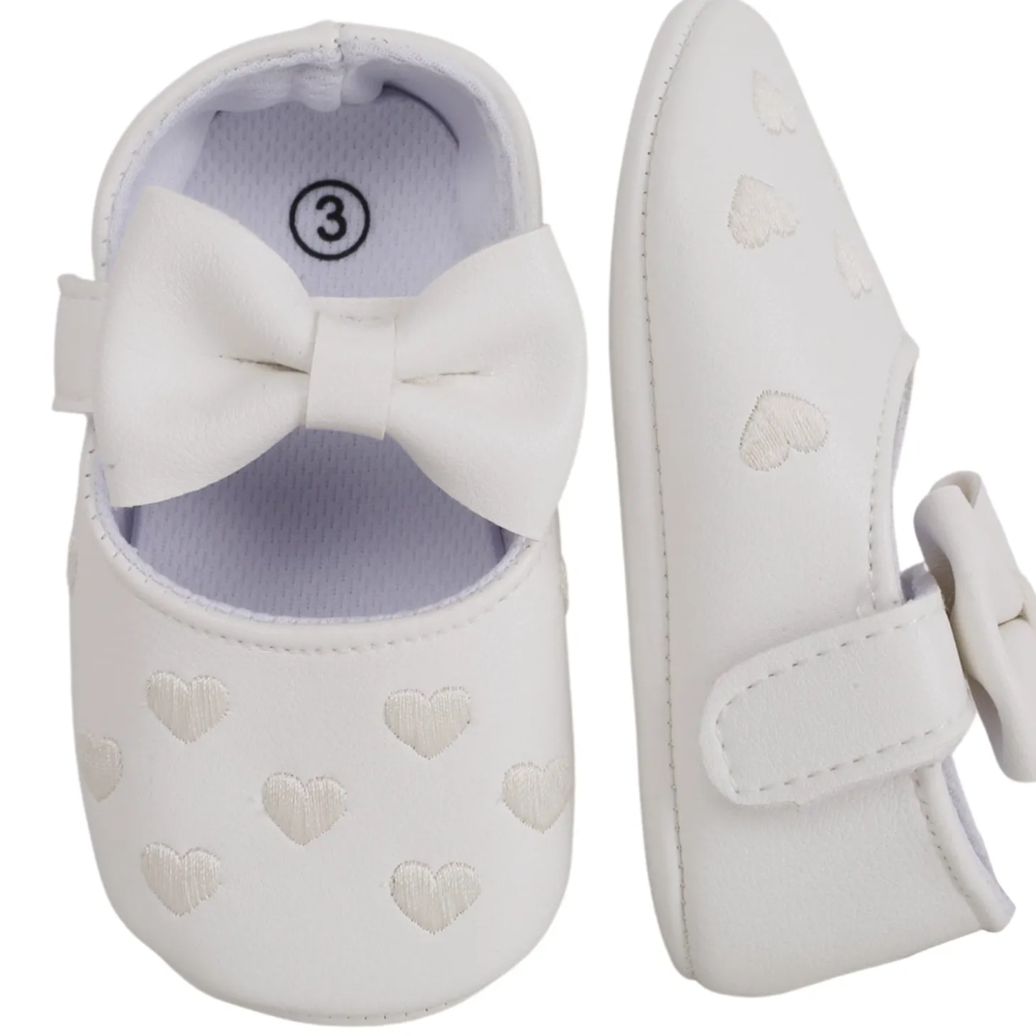 Baby Moo Hearts With Bow White Booties