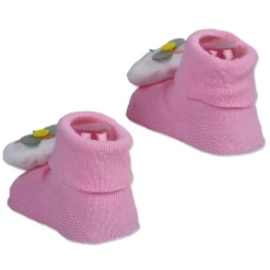 Baby Moo Hello Bunny Cotton Anti-Skid 3D Socks - Pink