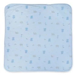Baby Moo Hello Elephant 100 % Cotton Wrapper - Blue