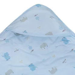 Baby Moo Hello Elephant 100 % Cotton Wrapper - Blue