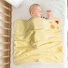 Baby Moo Hen Embroidered Soft Blanket - Yellow