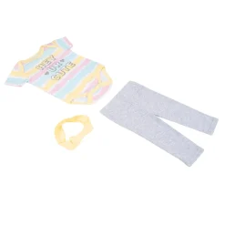 Baby Moo Hey Cutie Gift Set 3 Piece With Bodysuit, Leggings And Headband - Yellow, Grey
