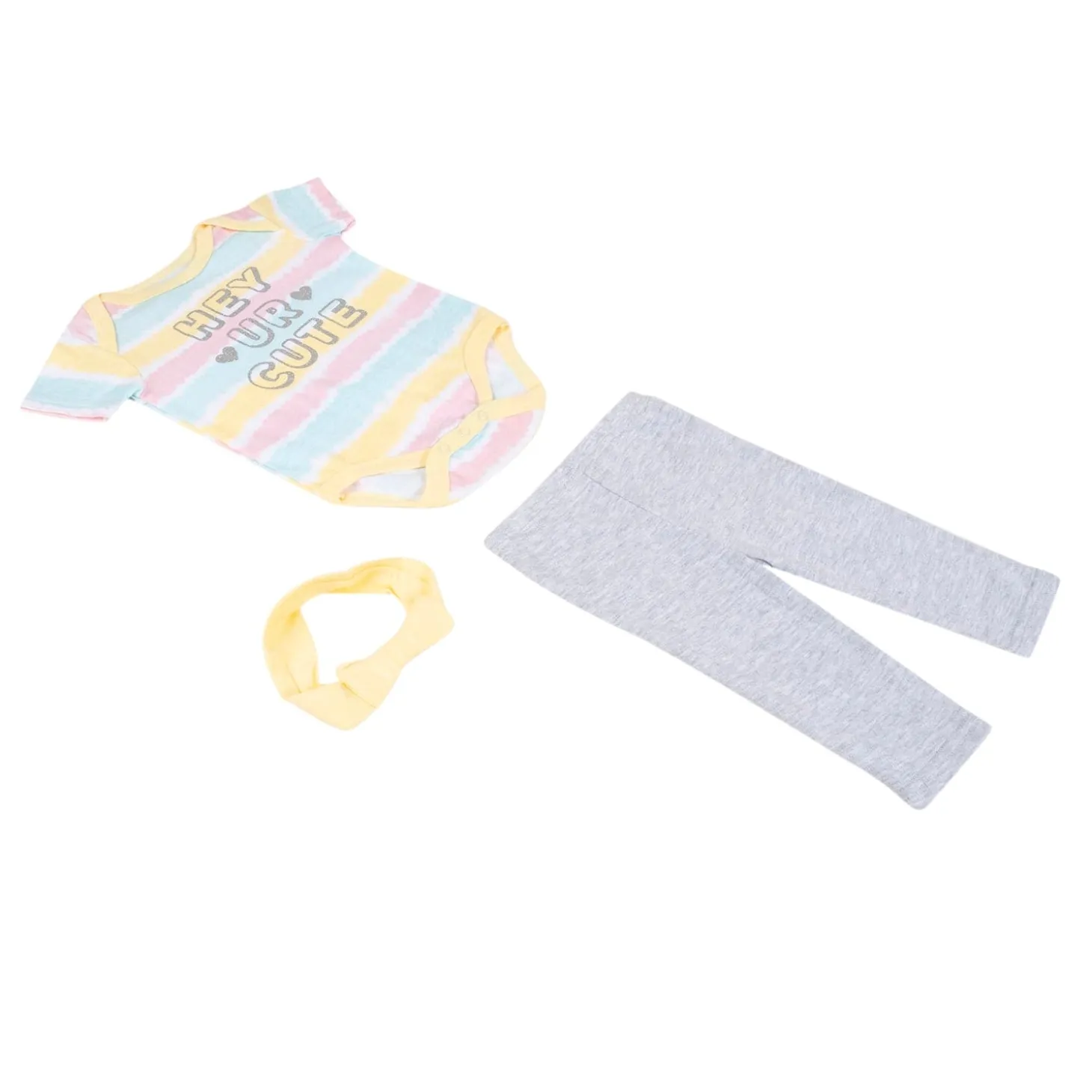 Baby Moo Hey Cutie Gift Set 3 Piece With Bodysuit, Leggings And Headband - Yellow, Grey