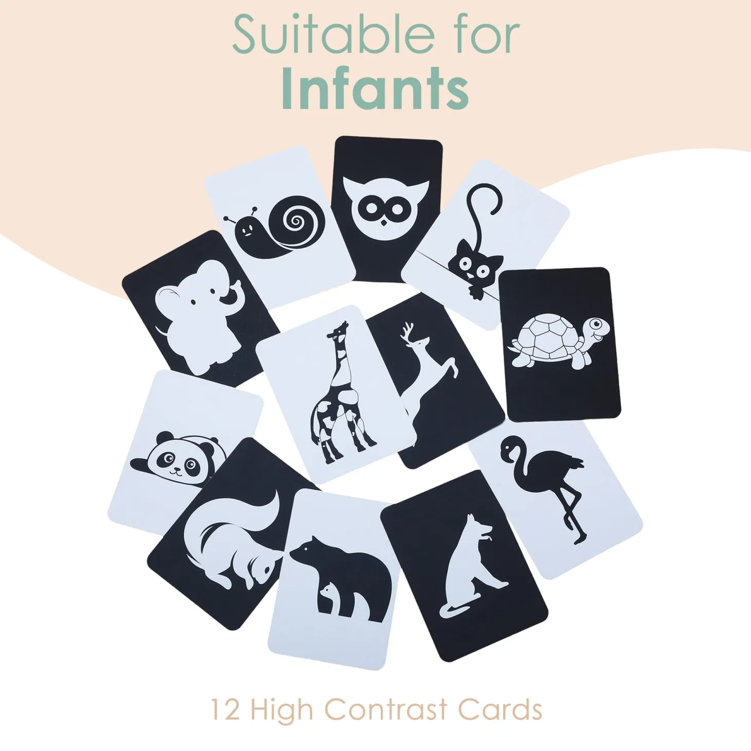 Baby Moo High Contrast Flash Cards Pack of 12 - Animals