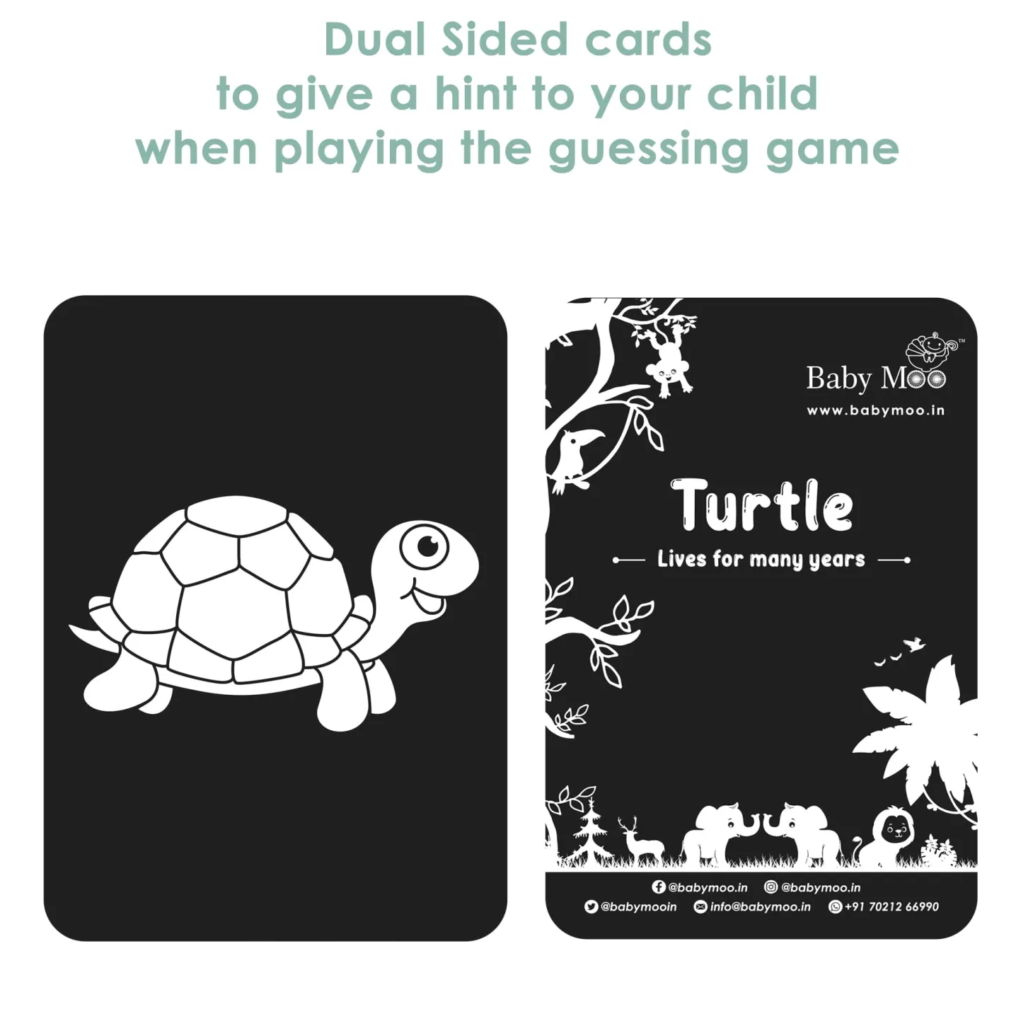 Baby Moo High Contrast Flash Cards Pack of 12 - Animals