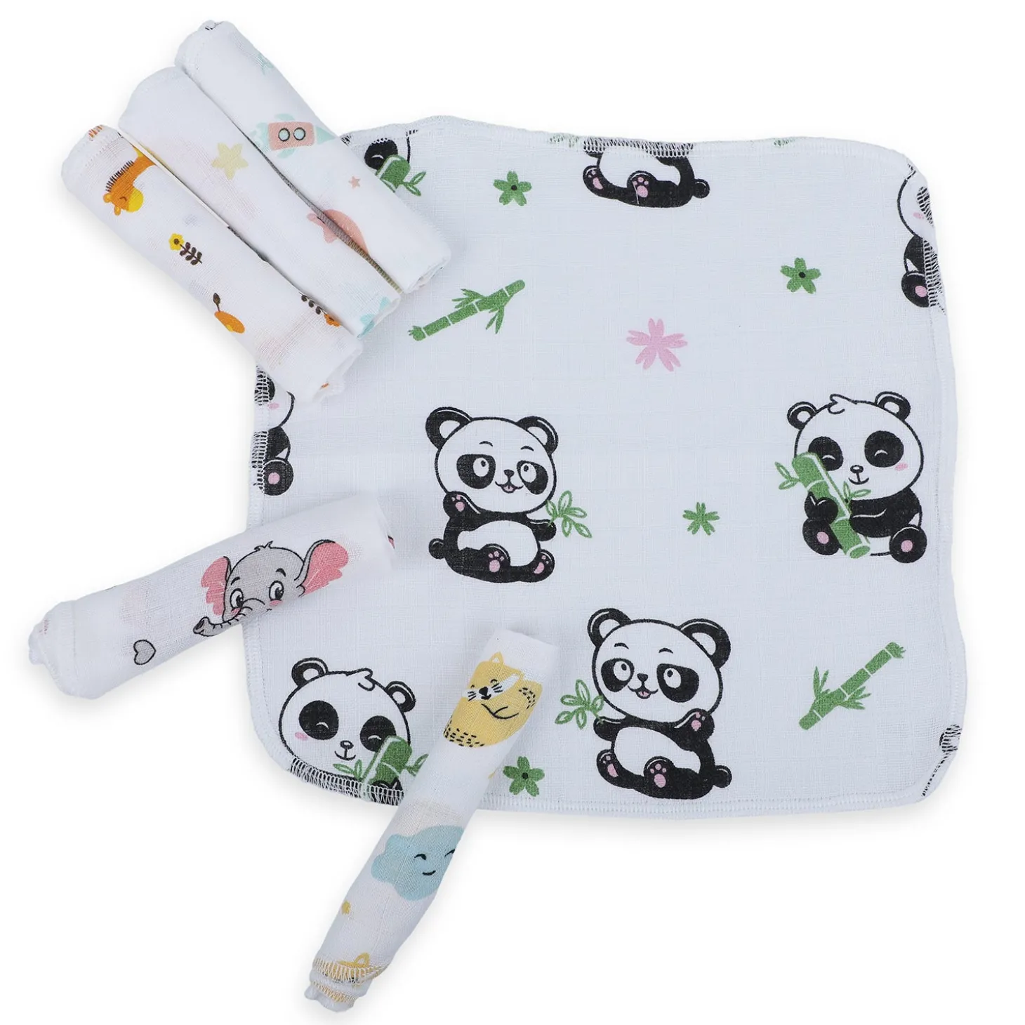 Baby Moo Highly Absorbent Cotton 6 Pcs Wash Cloth - Multicolour