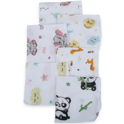 Baby Moo Highly Absorbent Cotton 6 Pcs Wash Cloth - Multicolour