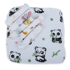 Baby Moo Highly Absorbent Cotton 6 Pcs Wash Cloth - Multicolour