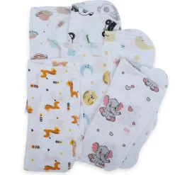 Baby Moo Highly Absorbent Cotton 6 Pcs Wash Cloth - Multicolour