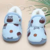 Baby Moo Hippo Face Printed Soft Slip-On Anti-Skid Plush Warm Booties - Blue