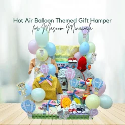 Baby Moo Hot Air Balloon Animal Themed Masoom 22 Pcs Luxury Gift Hamper Unisex Red - 0-12M Sizes Available
